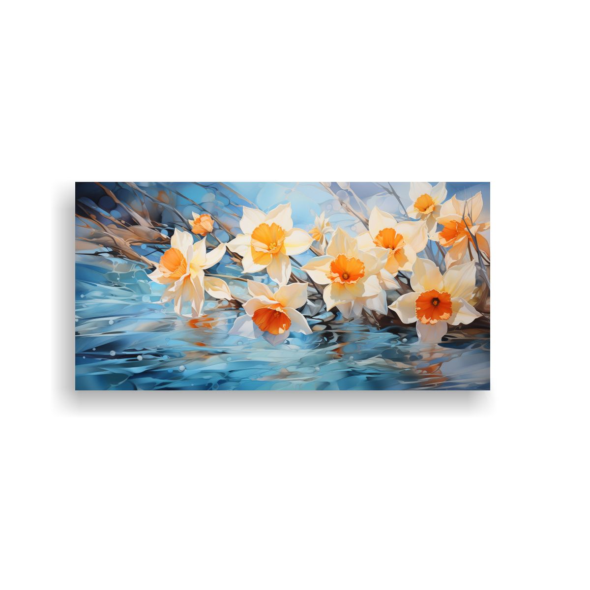 GENERICO - Cuadro Abstracción Elegancia Flores Narcisos 60x30 Cm