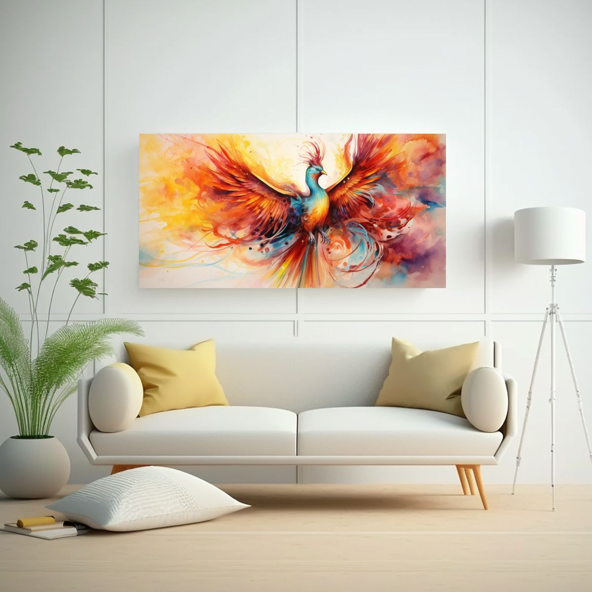 GENERICO - Pintura Acuarela Phoenix Equilibrio Colorido 100x50 Cm