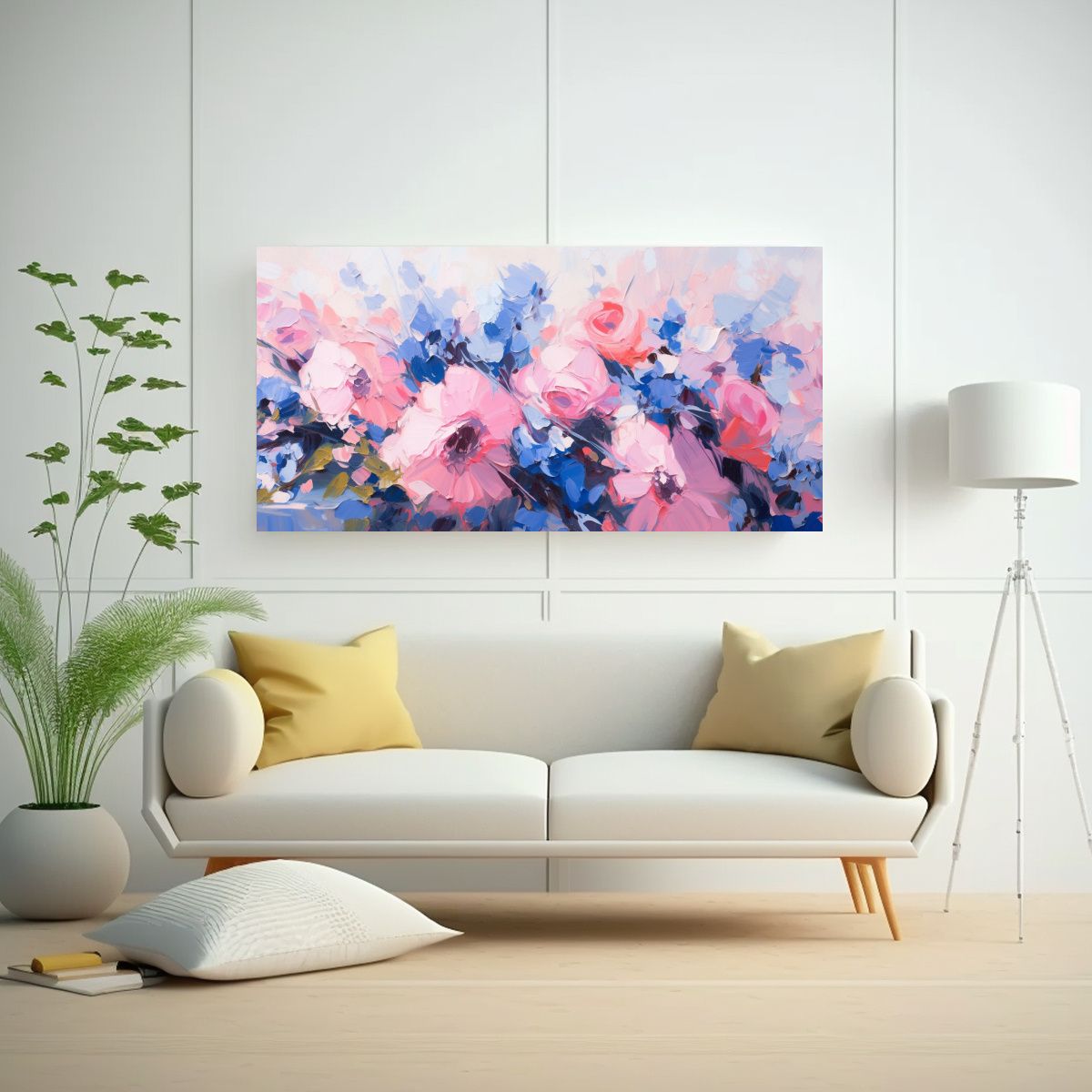 GENERICO - Cuadro Movimiento Unica A Flores En Colores Rosa 80x40 Cm