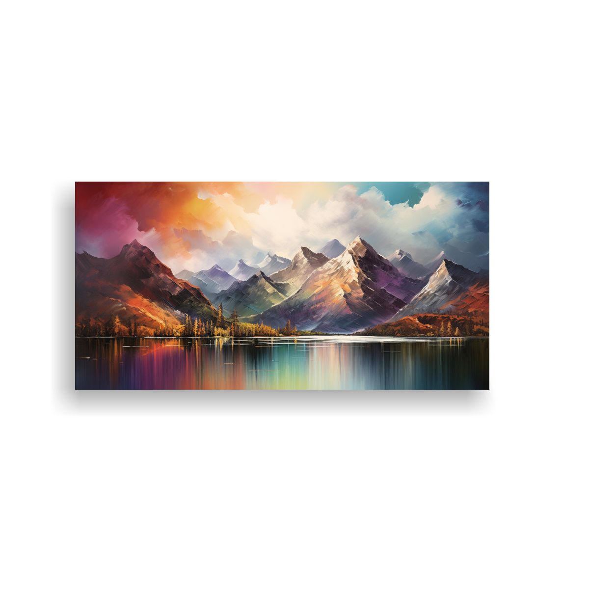 GENERICO - Pintura Decorativa De Paisaje Con Arcoíris Y 60x30 Cm