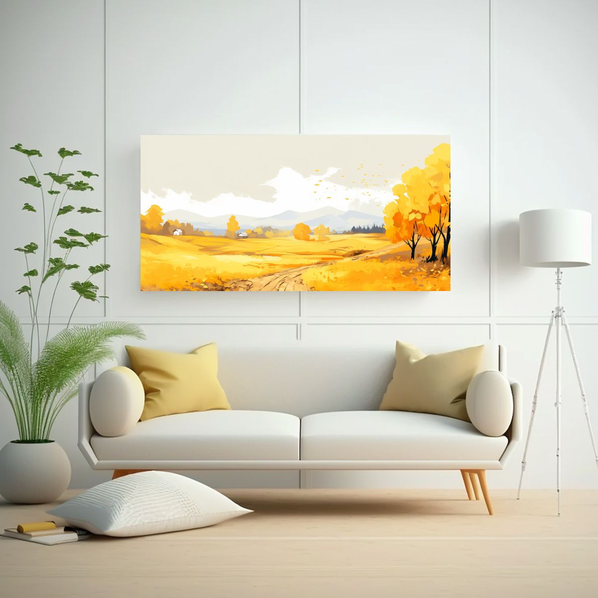 GENERICO - Cuadro Inspiración Otoño Paisaje Cálido 80x40 Cm