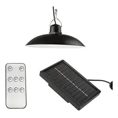 GENERICO - Lampara Ampolleta Led 2400mah + Panel Solar Camping Portátil Color Negro