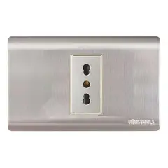 GENERICO - Enchufe Tomacorriente Simple Acero Inox 16a Certificado Sec