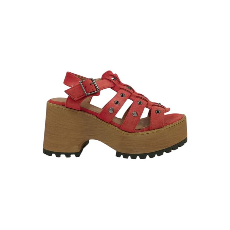 HERIEL - Sandalia Roja Tachas Plataforma