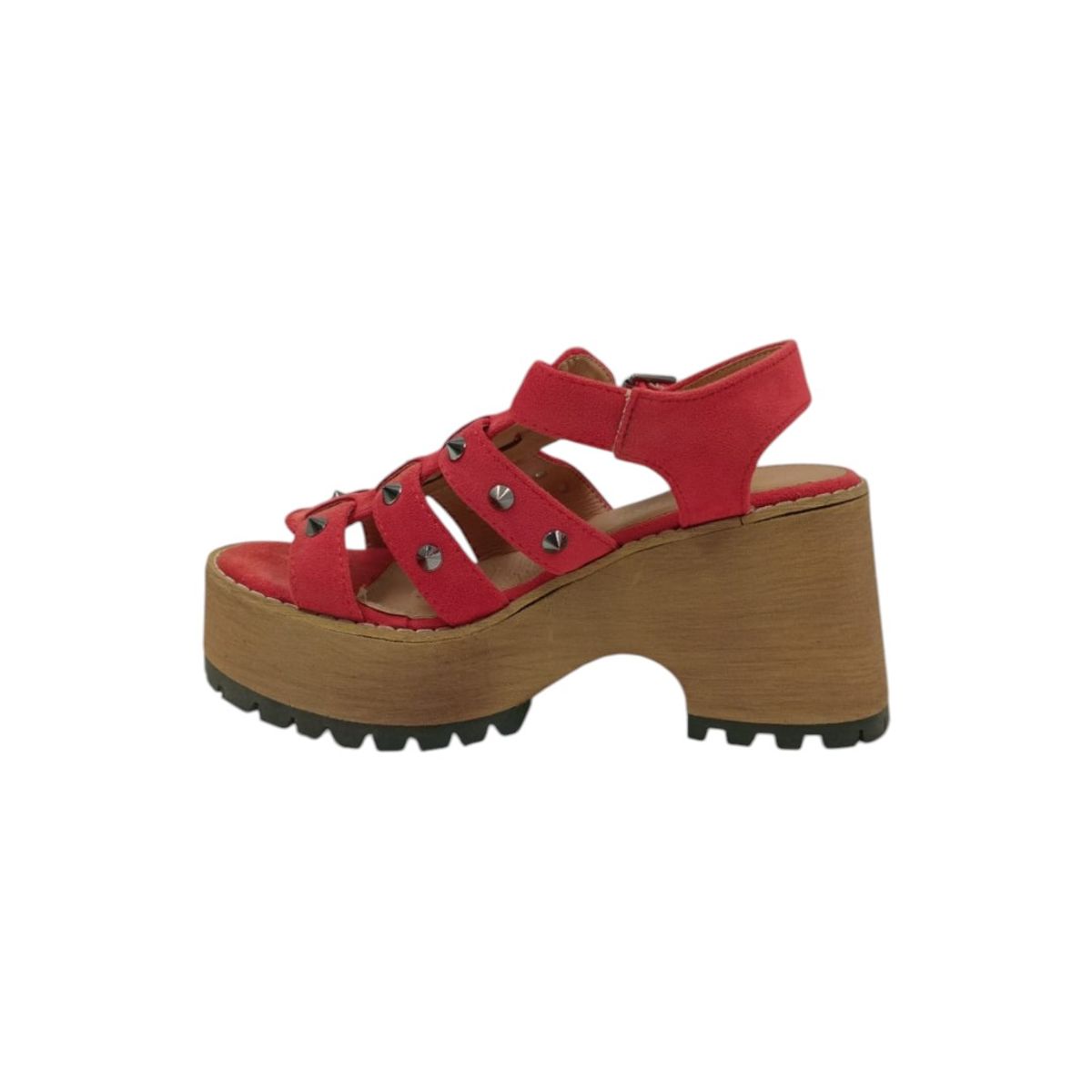 HERIEL - Sandalia Roja Tachas Plataforma