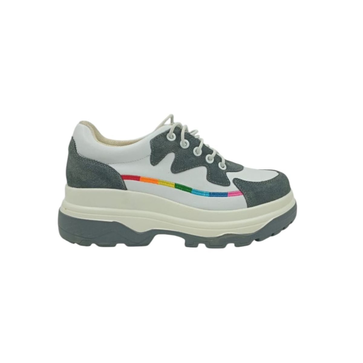 HERIEL - Zapatilla Gris Plataforma Mujer