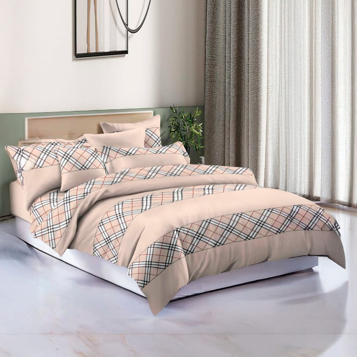 ALTERNATIVE - Conjunto De Sábanas 800 Hilos 15 Plz Diseño Beige Clásica 825