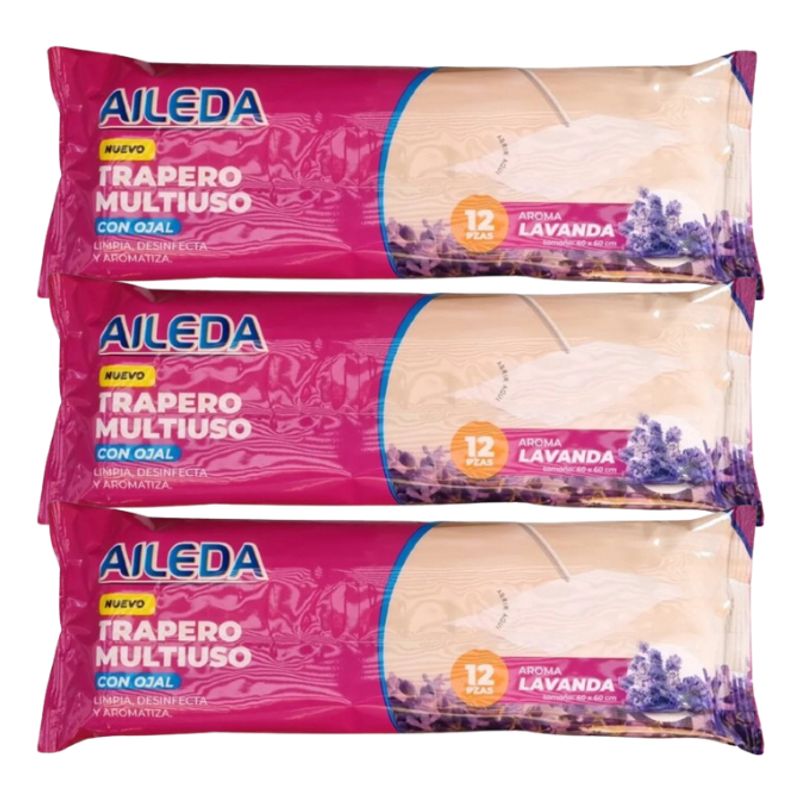 AILEDA - Pack X 3 Trapero Húmedo Con Ojal Aileda Para Piso Flotante