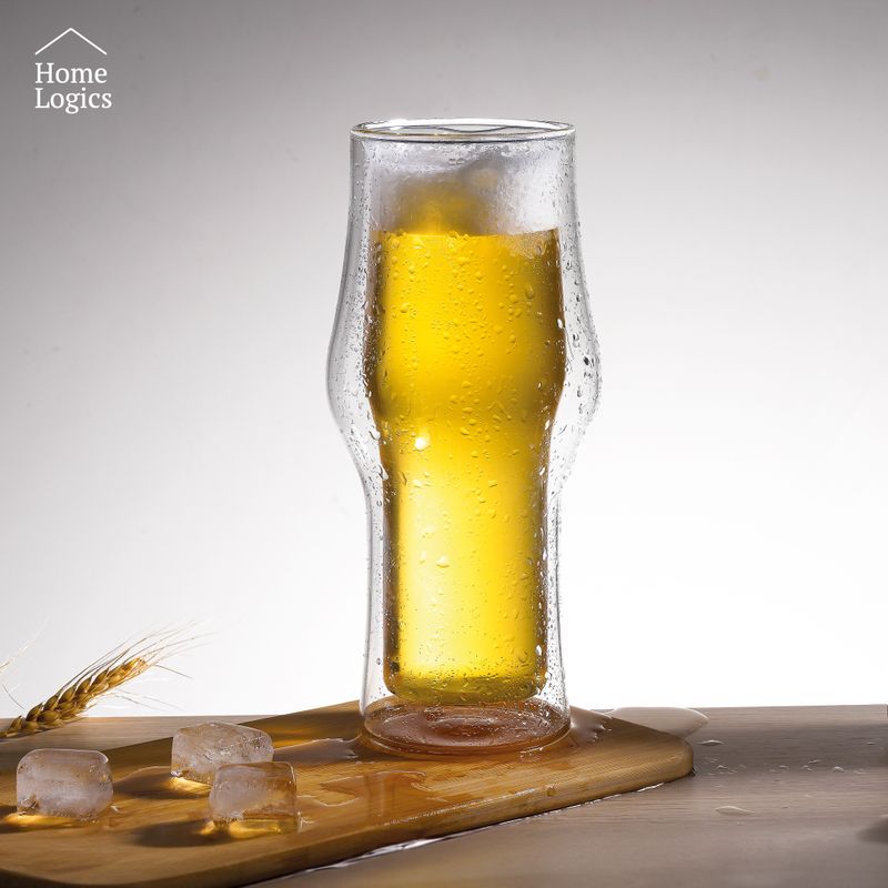 HOME LOGICS - Set 2 Vasos Cerveceros Shoperos Doble Pared 400 Ml