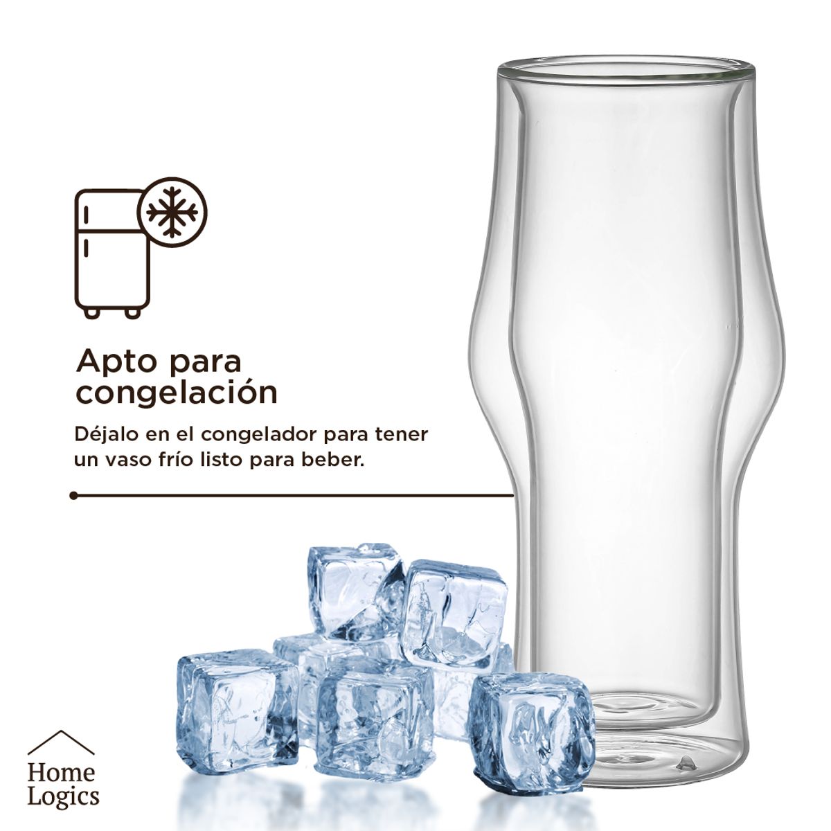 HOME LOGICS - Set 2 Vasos Cerveceros Shoperos Doble Pared 400 Ml Kiosclub