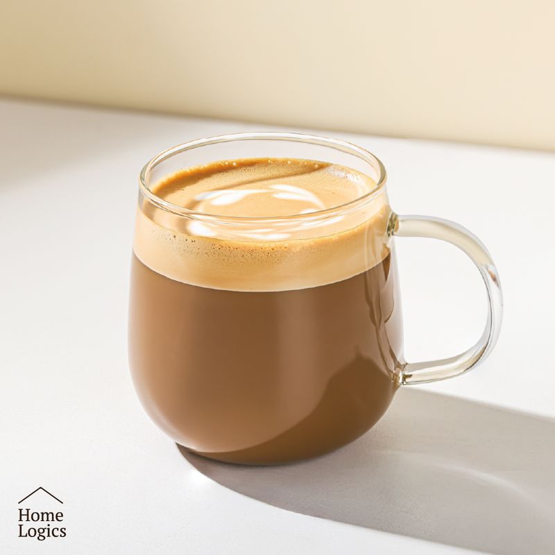 HOME LOGICS - Set 4 Tazas De Vidrio Para Café Té 400 Ml Home Logics