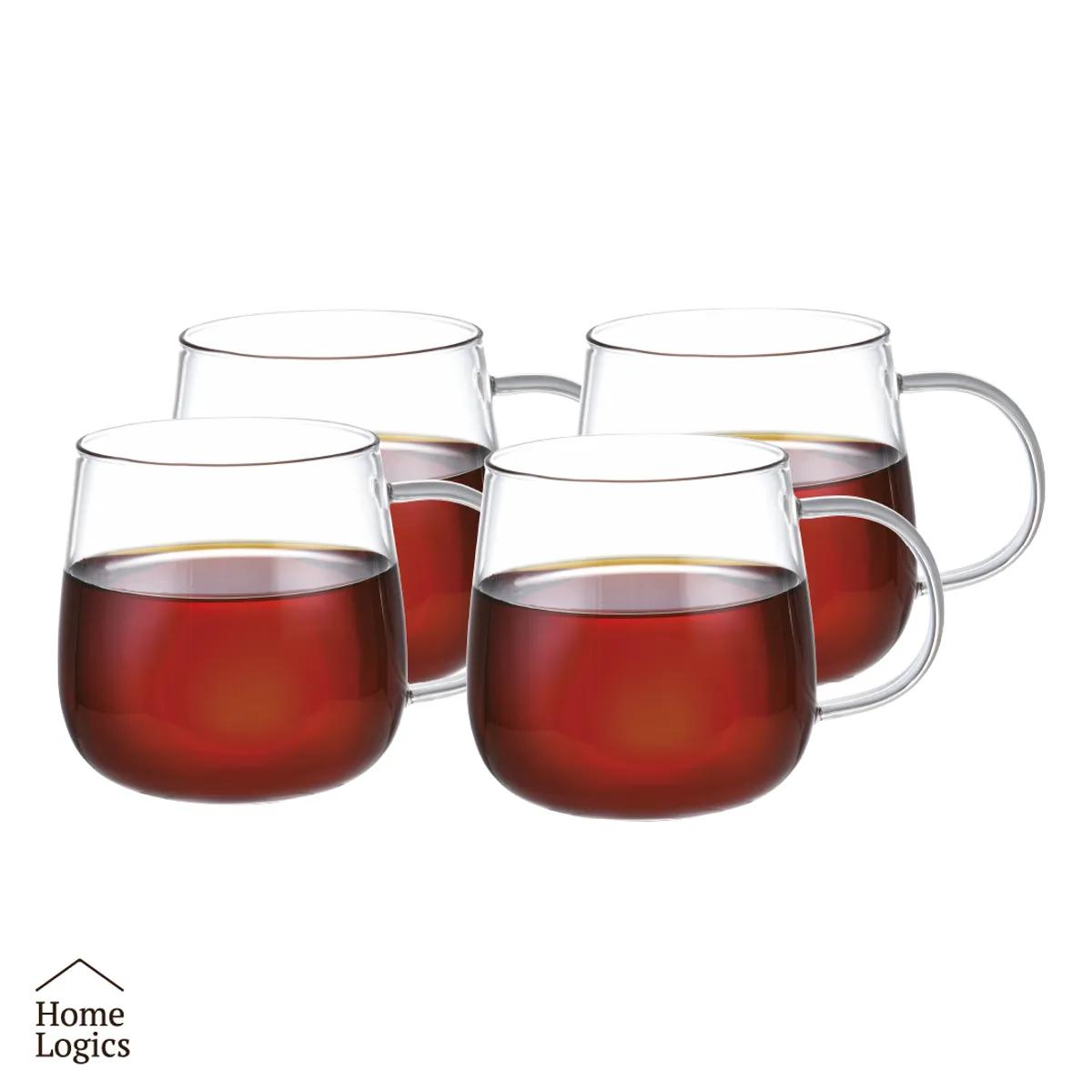 HOME LOGICS - Set 4 Tazas De Vidrio Para Café Té 400 Ml Home Logics