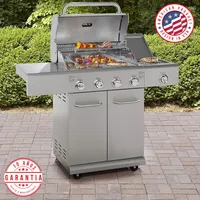 Parrilla a gas 4 Quemadores + Sellador lateral - Acero inoxidable ®