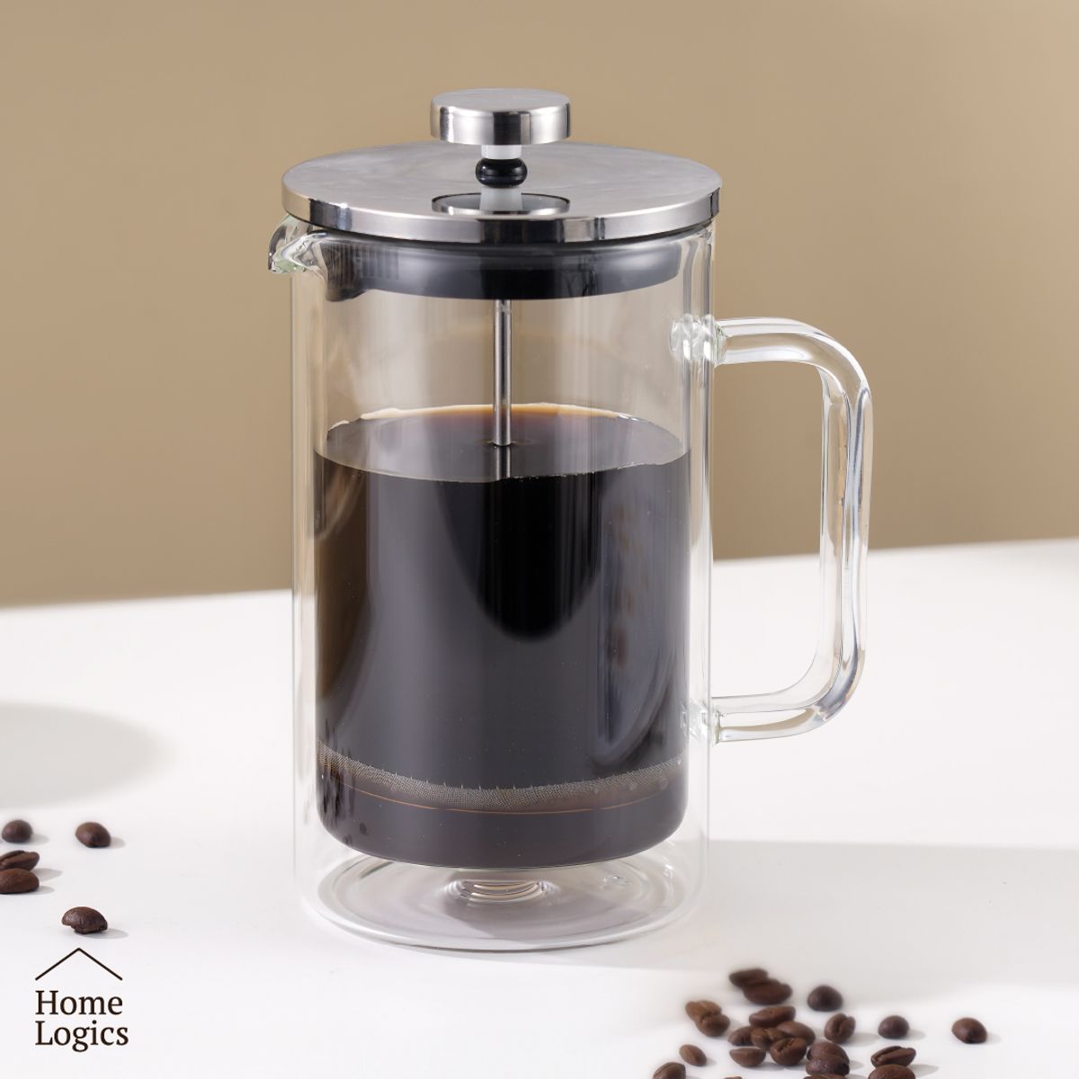 HOME LOGICS - Prensa Francesa Cafetera Café Vidrio Doble Pared 600ml Kiosclub