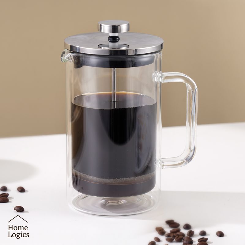 HOME LOGICS - Prensa Francesa Cafetera Café Vidrio Doble Pared 600ml