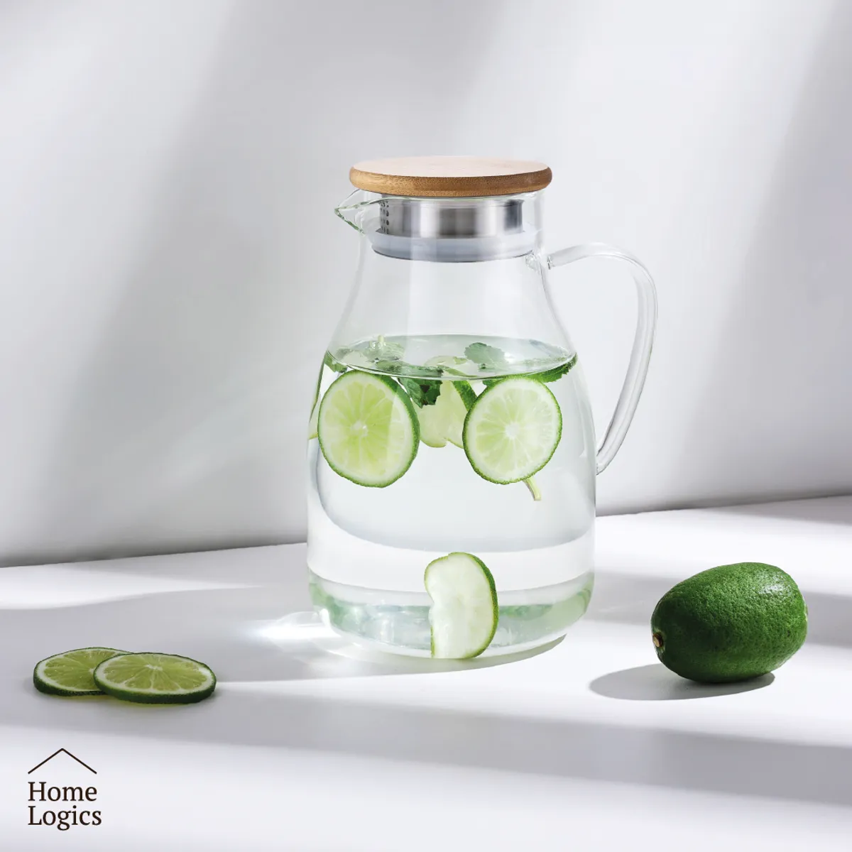 HOME LOGICS - Jarro De Vidrio De Agua Jugo Con Tapa 1700 Ml Home Logics Kiosclub