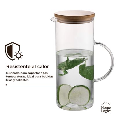 Imagen 2 del producto Jarro De Vidrio De Agua Jugo Con Tapa 1400 Ml