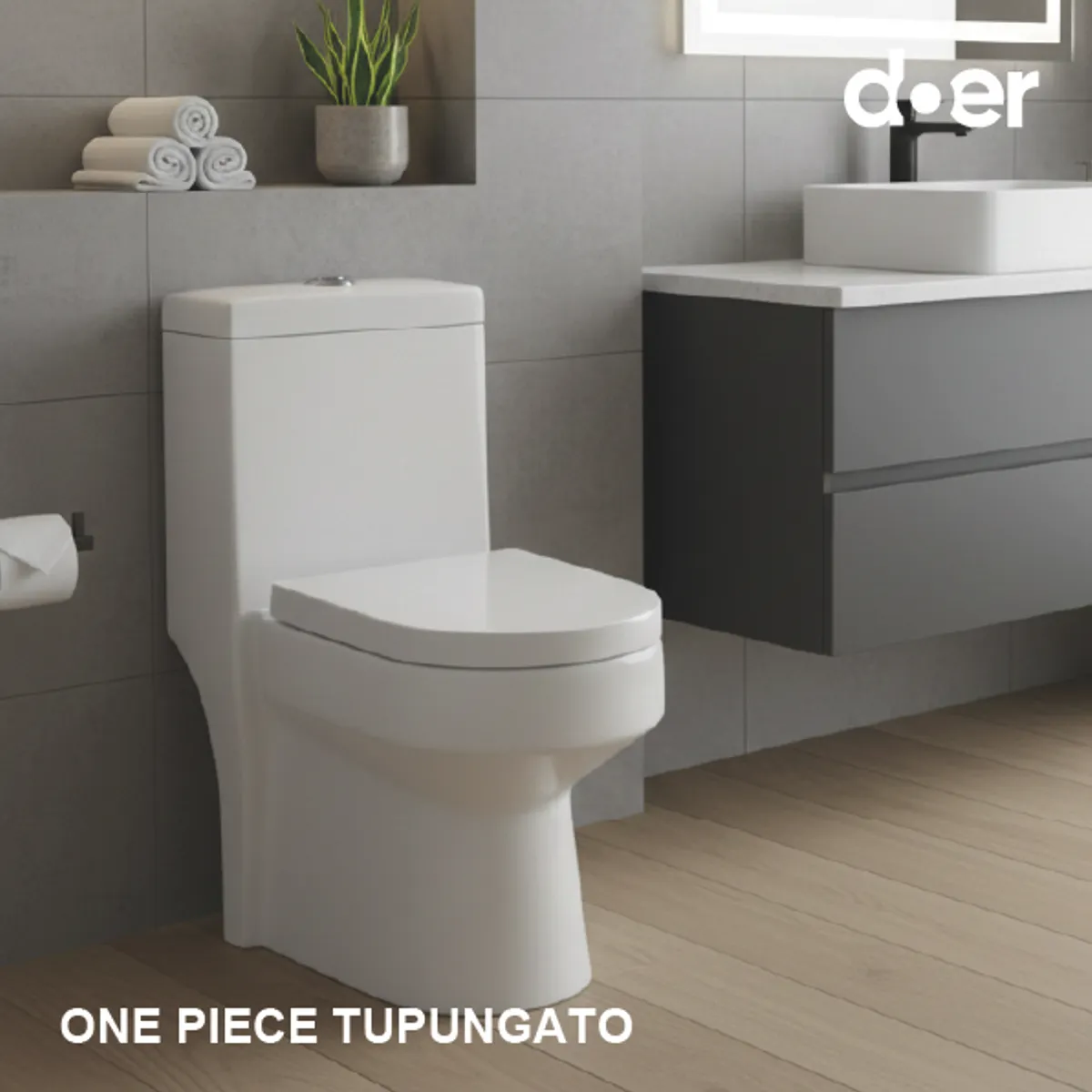 DOER - WC One Piece Tupungato Certificado, 4/6 litros descarga a Piso distancia 30cm blanco