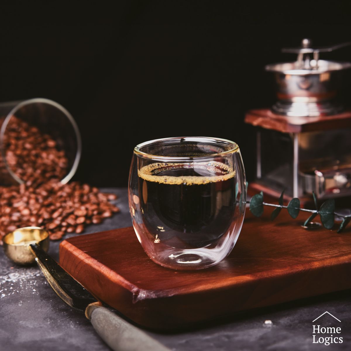 HOME LOGICS - Set 4 Vasos Mugs Vidrio Doble Pared 300 Ml Home Logics