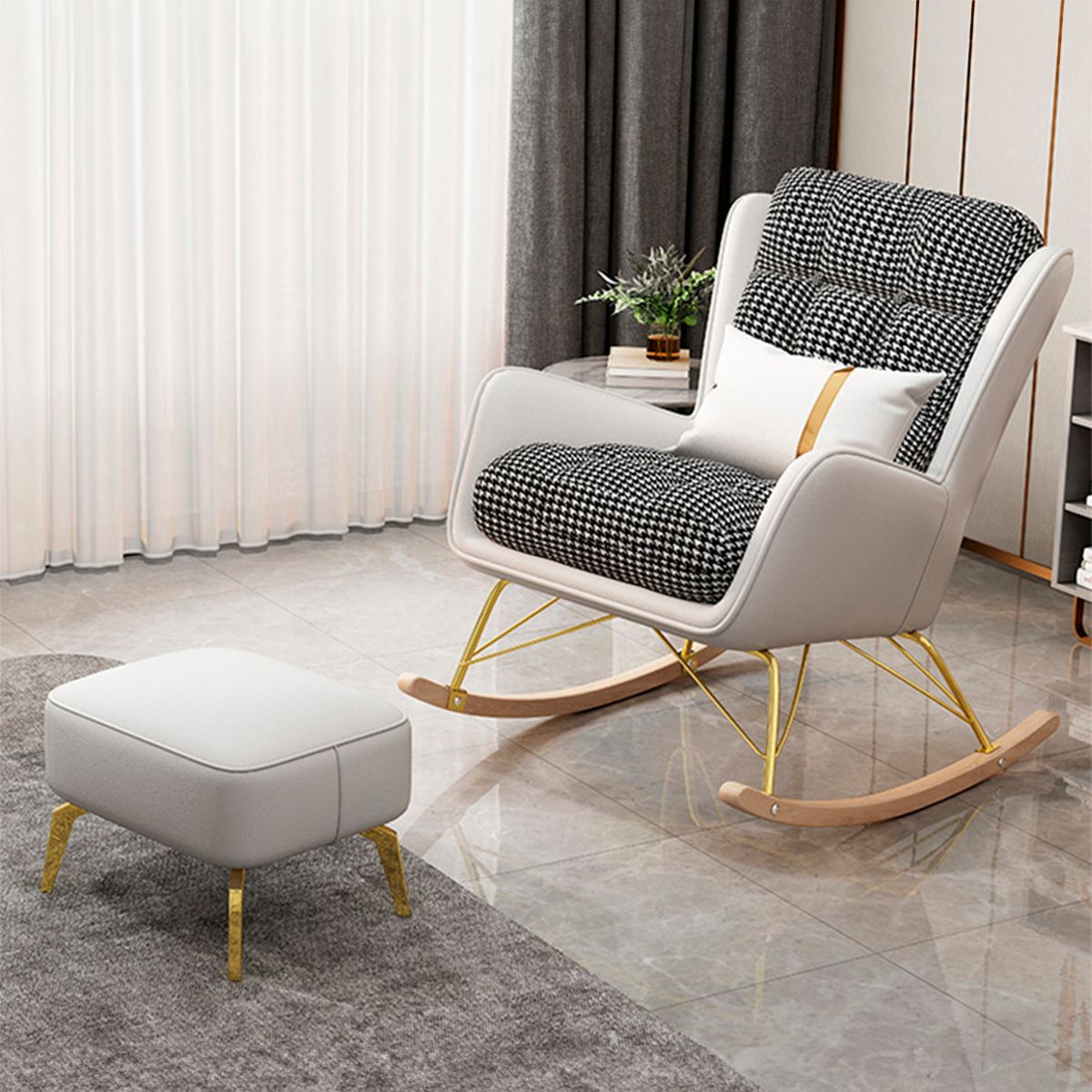 GENERICO - Sillón Mecedora Piel Nappa Reposapiés Soporte Lumbar Grado 3a