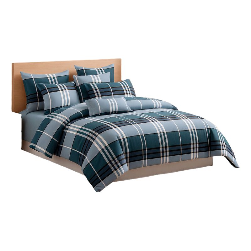 ALTERNATIVE - Ropa de Cama 20 Plz 800 Hilos Estilo Azul Escocés 822