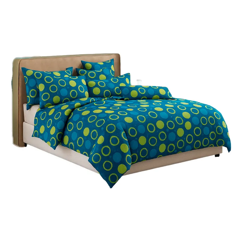 ALTERNATIVE - Ropa de Cama 20 Plz 800 Hilos Círculos Azul Y Verde 826