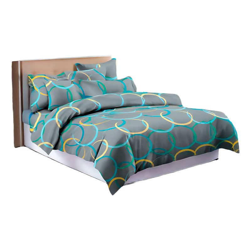 ALTERNATIVE - Ropa de Cama 20 Plz 800 Hilos Gris Con Círculos 829