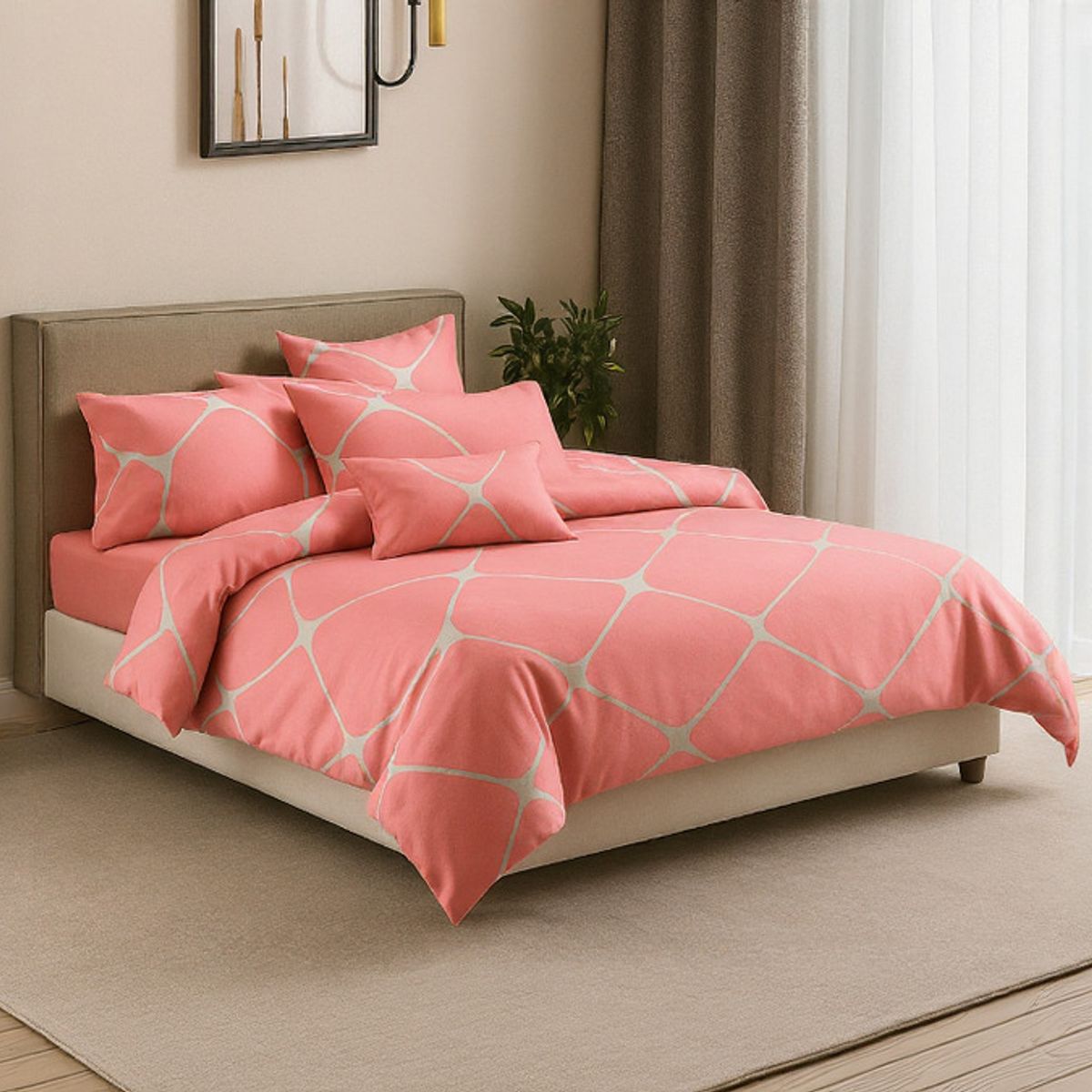 ALTERNATIVE - Set De Sábanas 800 Hilos 20 Plz Estilo Moderno Rosado 820