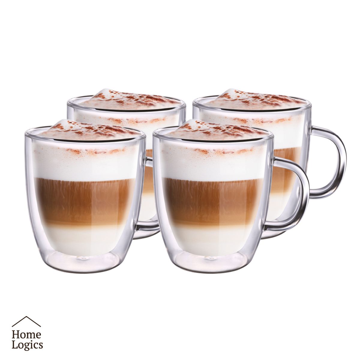 HOME LOGICS - Set 4 Tazas Double Wall Glass 230 ml Home Logics 1 un