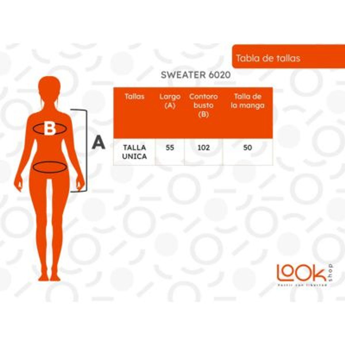 LOOK SHOP - POLERA MANGA LARGA TEJIDO SWEATER HILO. COLORES 6020