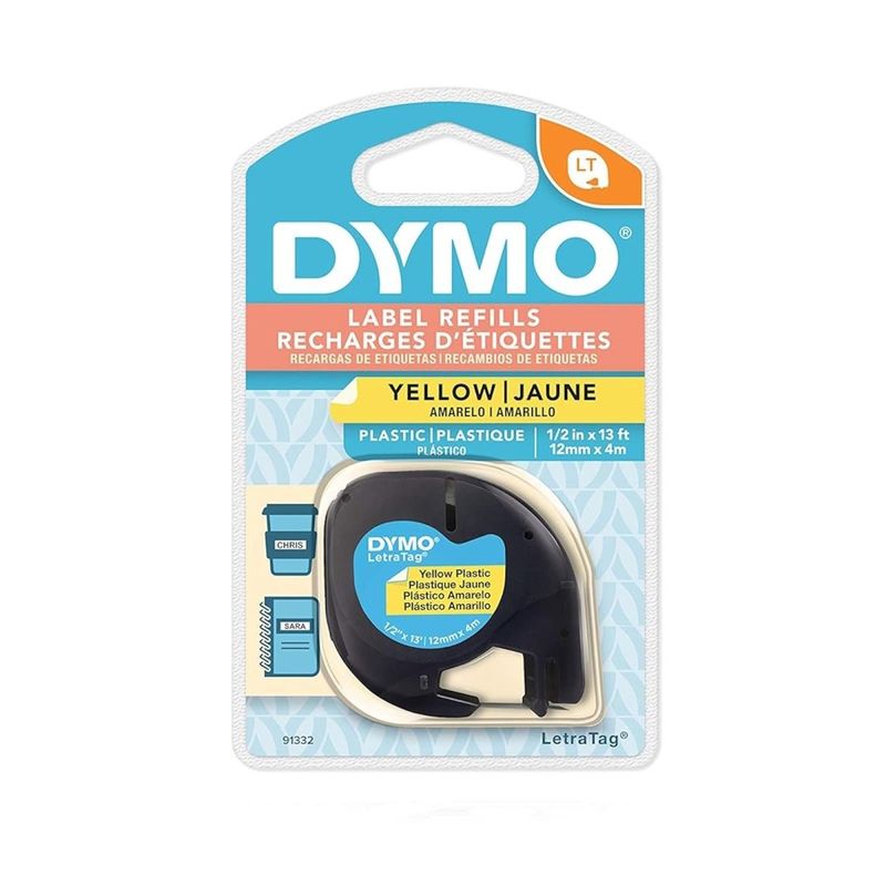 DYMO - Cinta Etiqueta DYMO Original Para Rotuladora LetraTag - Amarillo