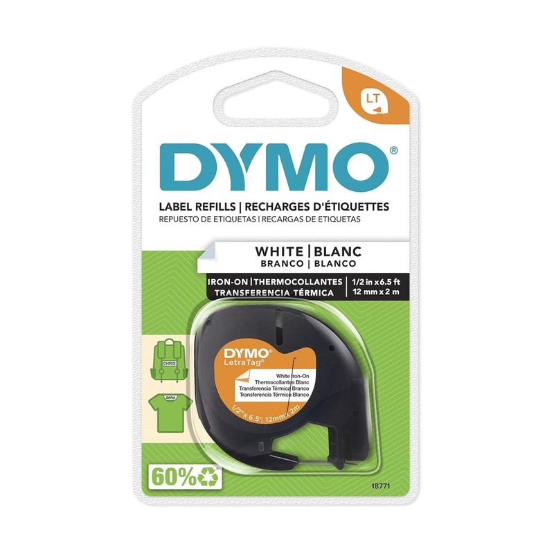 DYMO - Cinta Etiqueta Dymo Letra Tag Original para ropa 12mmx2m