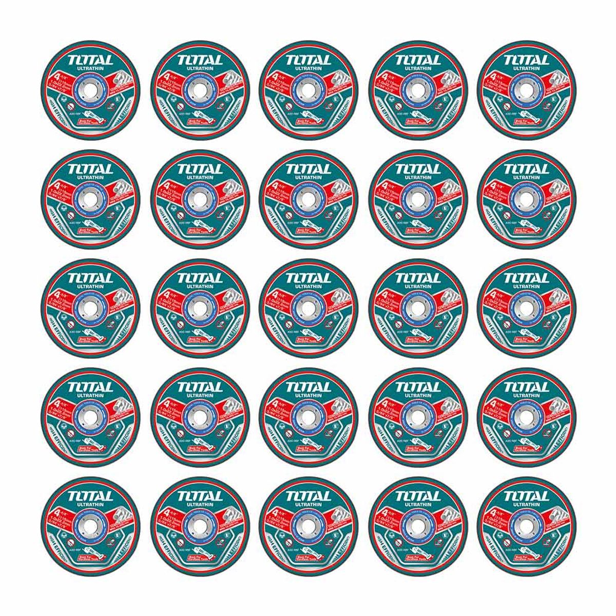 TOTAL TOOLS - Set 25 discos 115mm Ultra finos para Metal TOTAL