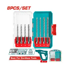 TOTAL TOOLS - Set 8 Piezas Brocas SDS Plus TOTAL