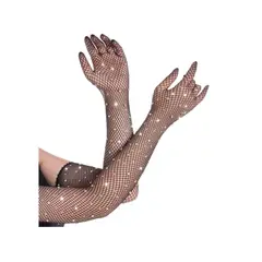 GENERICO - Guantes De Malla Largos Con Dedos De Anime Sexy Con Brillos