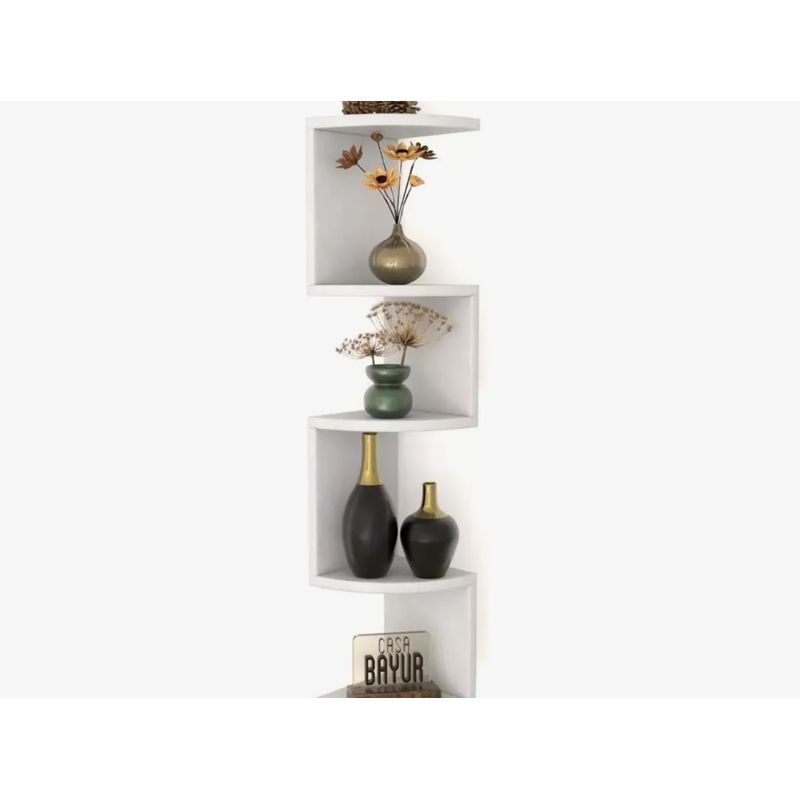 GENERICO - Repisa Esquinero Flotante 5 Niveles Decoración Moderna Blanco