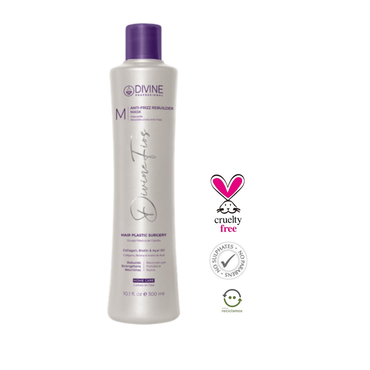 DIVINE PROFESSIONAL - Mascarilla Reconstructora Anti-Frizz Divine Professional 300 Ml