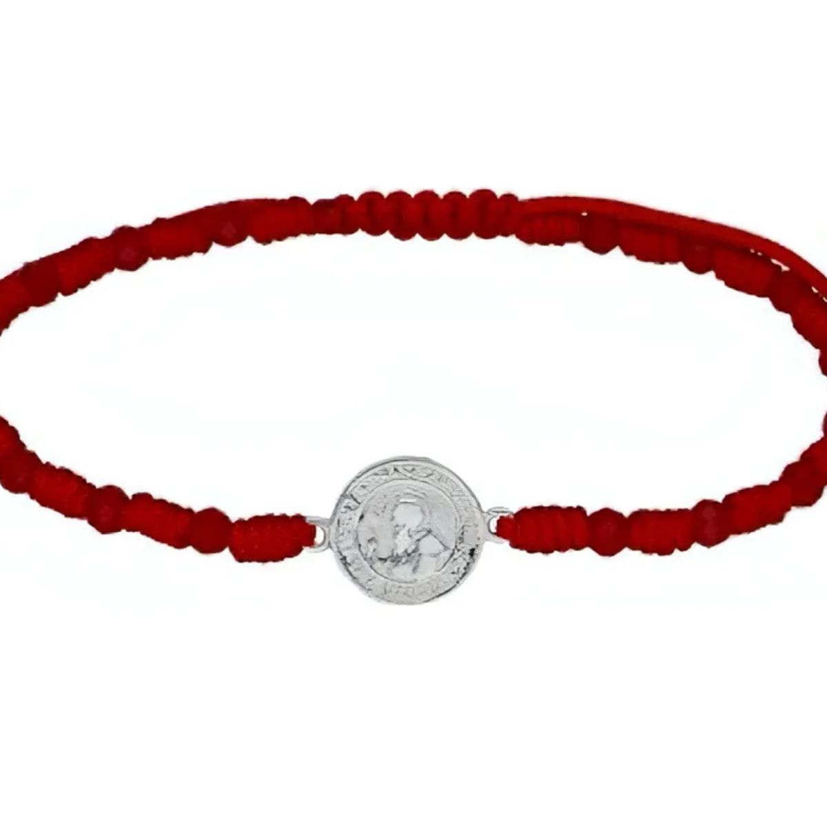 GENERICO - Pulsera Hilo Rojo San Benito Plata 925 Con Cristales Rojos