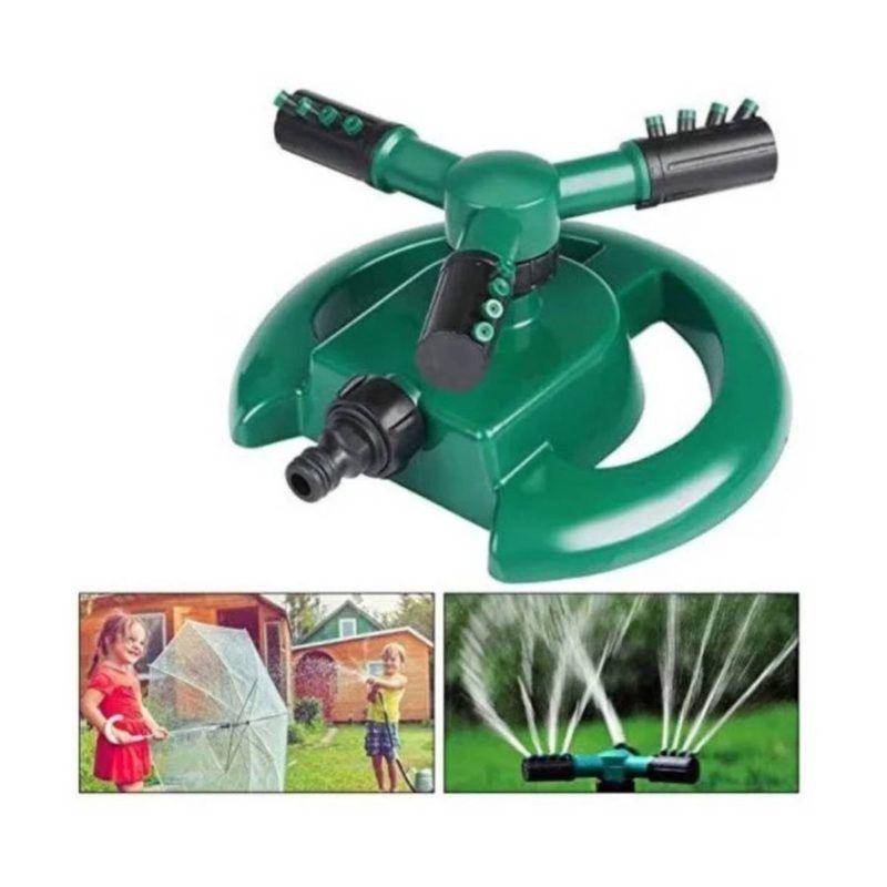 ANGELES DEL HOGAR - ASPERSOR RIEGO AUTOMATICO DE 3 BRAZOS 360 MANGUERA JARDIN