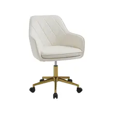 GENERICO - Silla diamante escritorio con ruedas velvet beige