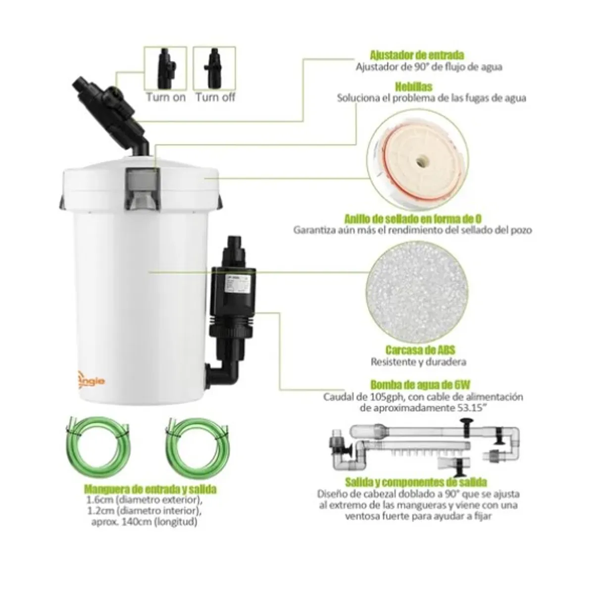 OFERTABKN - Filtro Canister Hw-603b 400 L/h Para Acuarios 220v