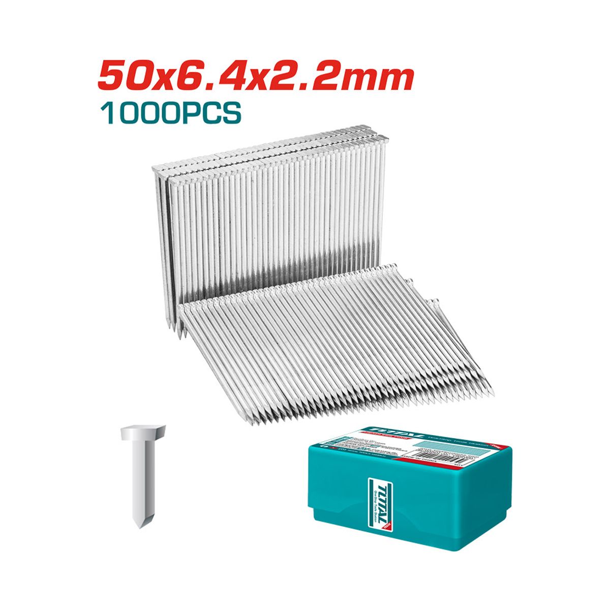 TOTAL TOOLS - Clavos de Hormigón 50x6.4x2.2mm 1000 piezas Total