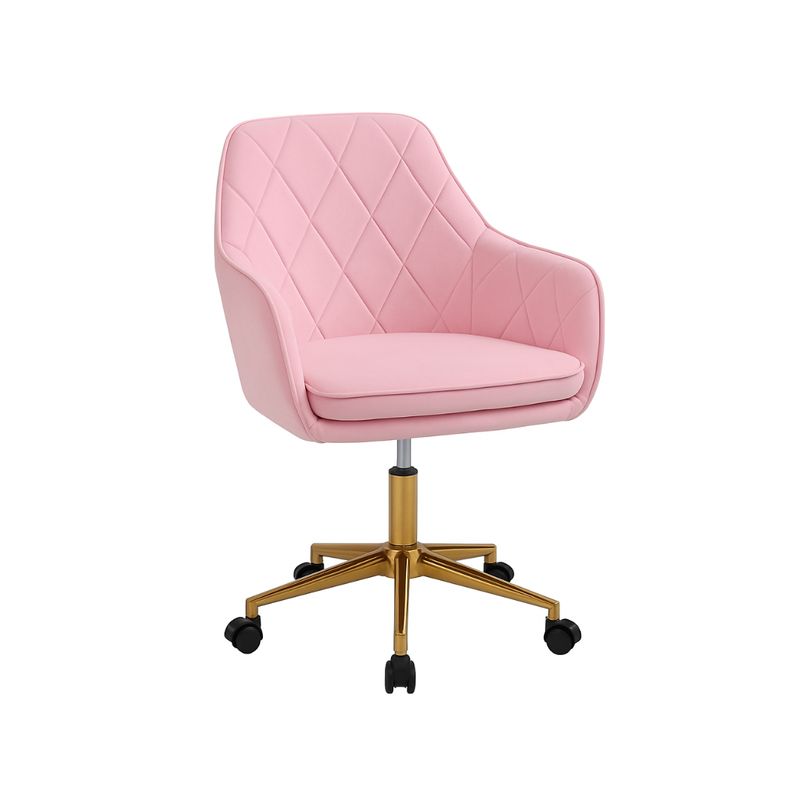 GENERICO - Silla diamante escritorio con ruedas velvet rosa