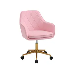 GENERICO - Silla diamante escritorio con ruedas velvet rosa