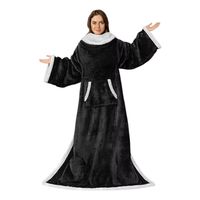 Manta De Sherpa Chiporro Con Mangas Y Bolsillo Para Los Pies