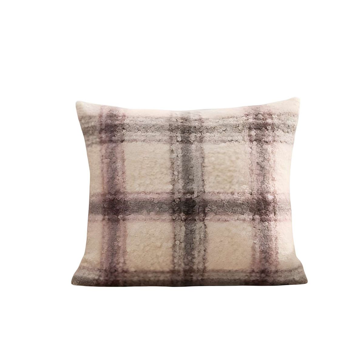 GENERICO - SET DE 2 FUNDAS PELUDAS CUADRILLE FELPA 45X45 BEIGE