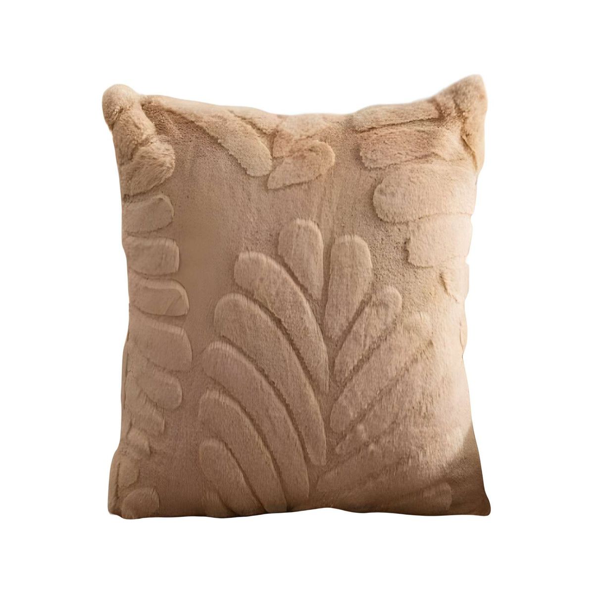 GENERICO - SET DE 2 FUNDAS PELUDAS DE HOJA MODERNA 45X45 CAFÉ