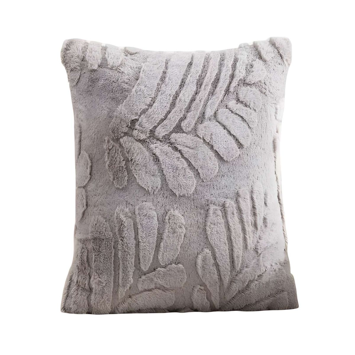 GENERICO - SET DE 2 FUNDAS PELUDAS DE HOJA MODERNA 45X45 GRIS