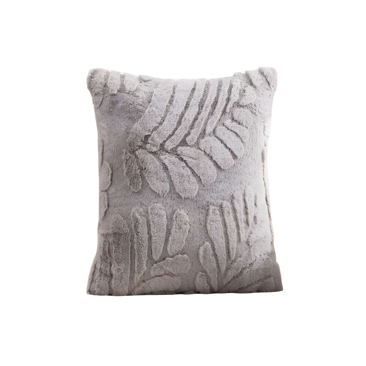 GENERICO - SET DE 2 FUNDAS PELUDAS DE HOJA MODERNA 45X45 GRIS