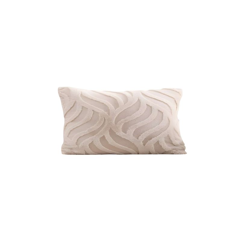 GENERICO - SET DE 4 FUNDAS PELUDAS HOJA 45X45 BEIGE